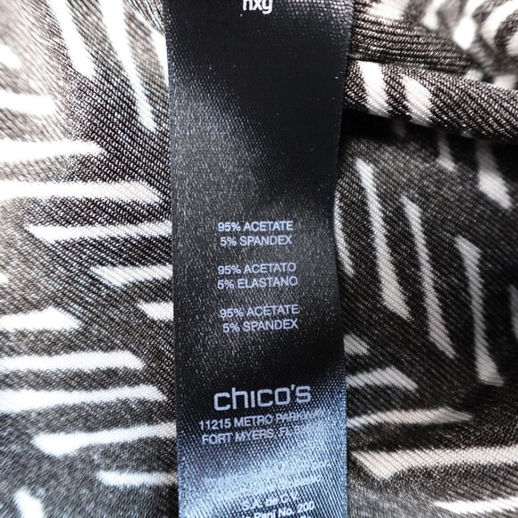 Chico's fluid travelers pants 2 striped zig zag print choc chip white 18 - Picture 13 of 14